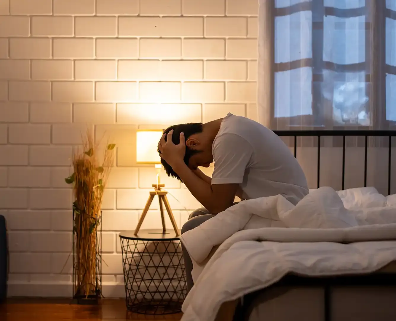 Stressed person dealing with modern life problems