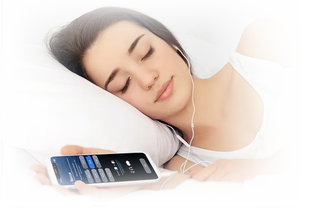 Person peacefully using NuCalm for relaxation