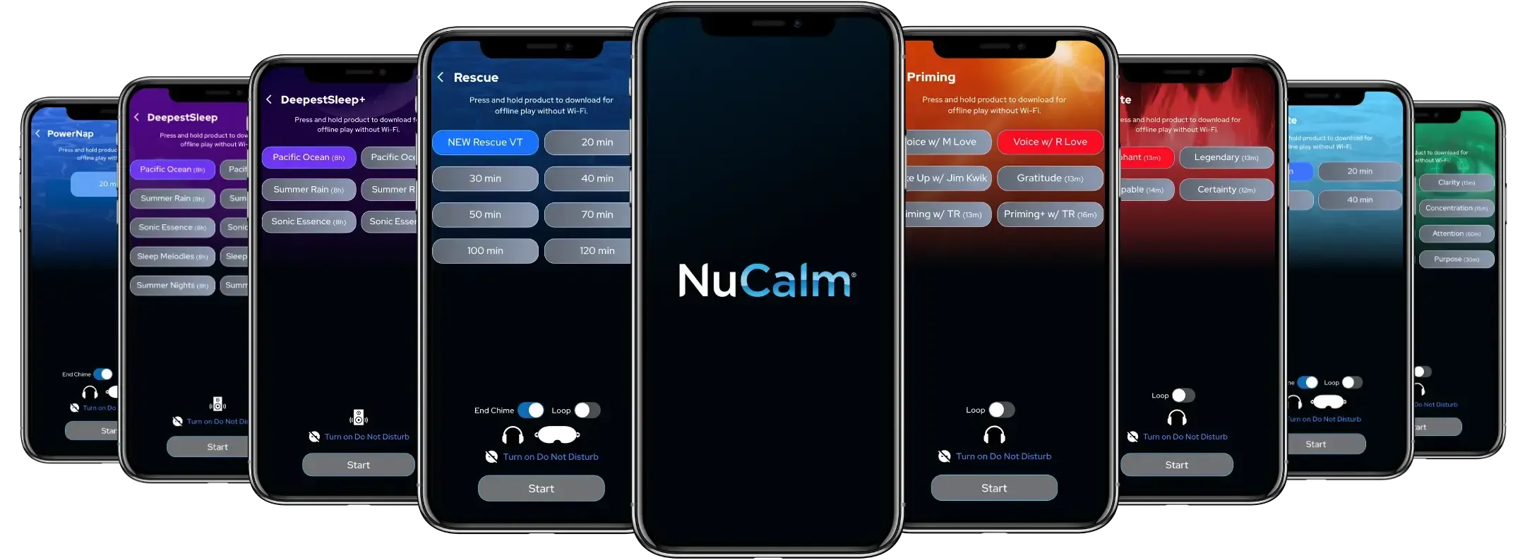 NuCalm App Interface on Phone